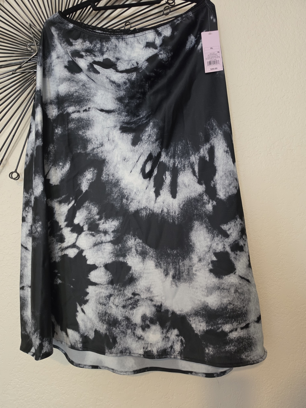 Black & White Abstract Tie-Dye Skirt
